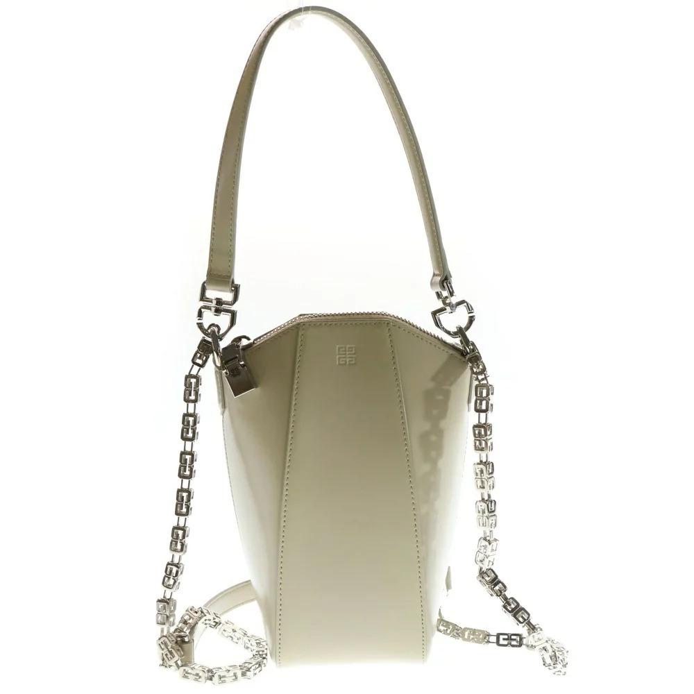 GIVENCHY Antigona Vertical Logo Chain Bag Leather Shoulder Handbag Beige